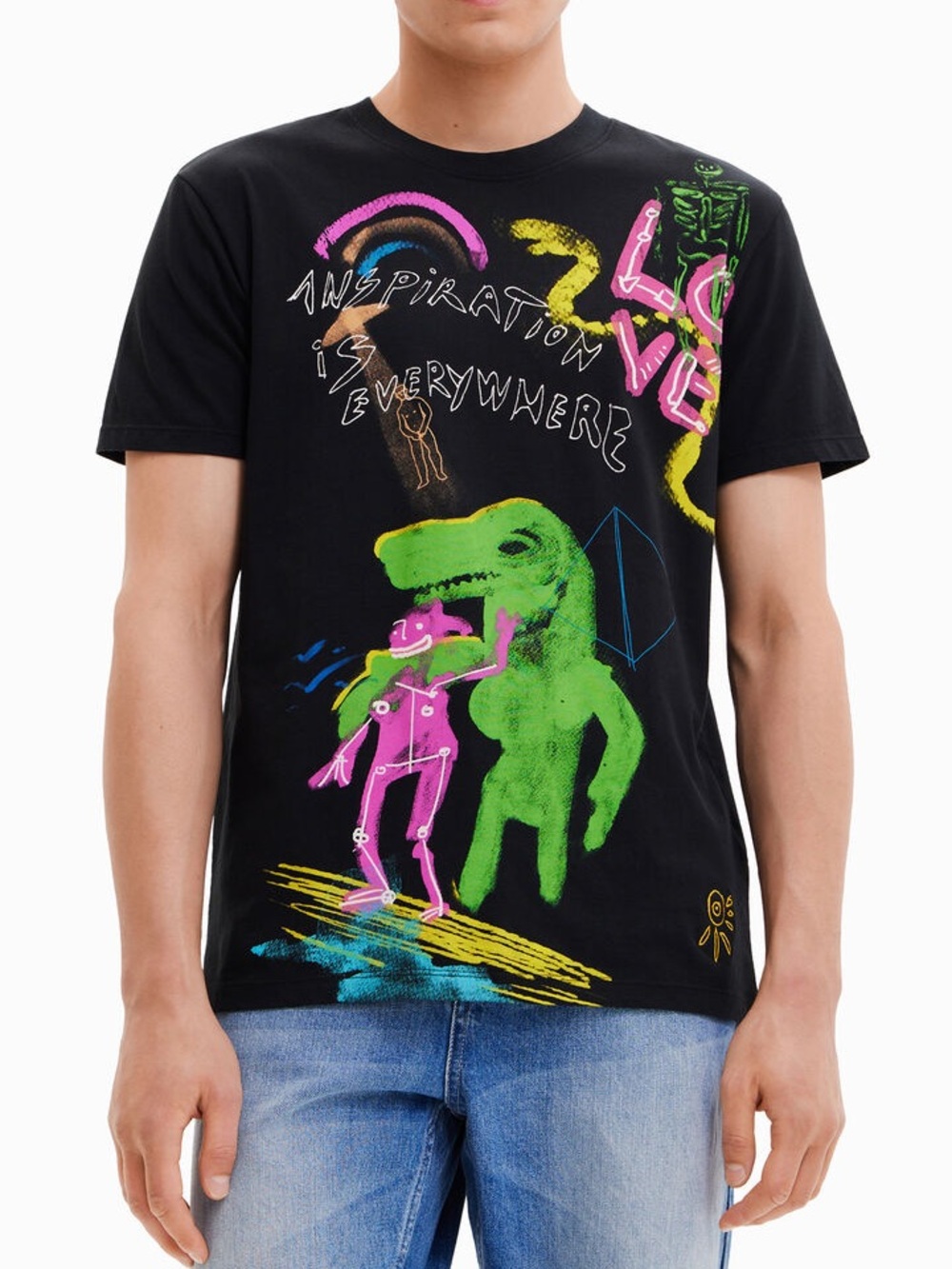 Desigual Dino Black Graphic Tee - 2XL